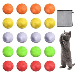 Reyshin 20 Stück Katzenbälle, Interaktives Katzenspielzeug Ball Golfbälle aus Hochwertigem Schaumstoff, Bälle für Katzen und Welpen 4,2cm (20, 5 Farben)