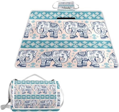 レジャーシート レジャーマット 厚手 アルミ 折り畳み 防水 コンパクト 大判 ぞう 象 インディアン 民族風 花見 キャンプ 軽量 ピクニックマット 断熱 おしゃれ 人気 遠足シート 2-6人用 145*150cm