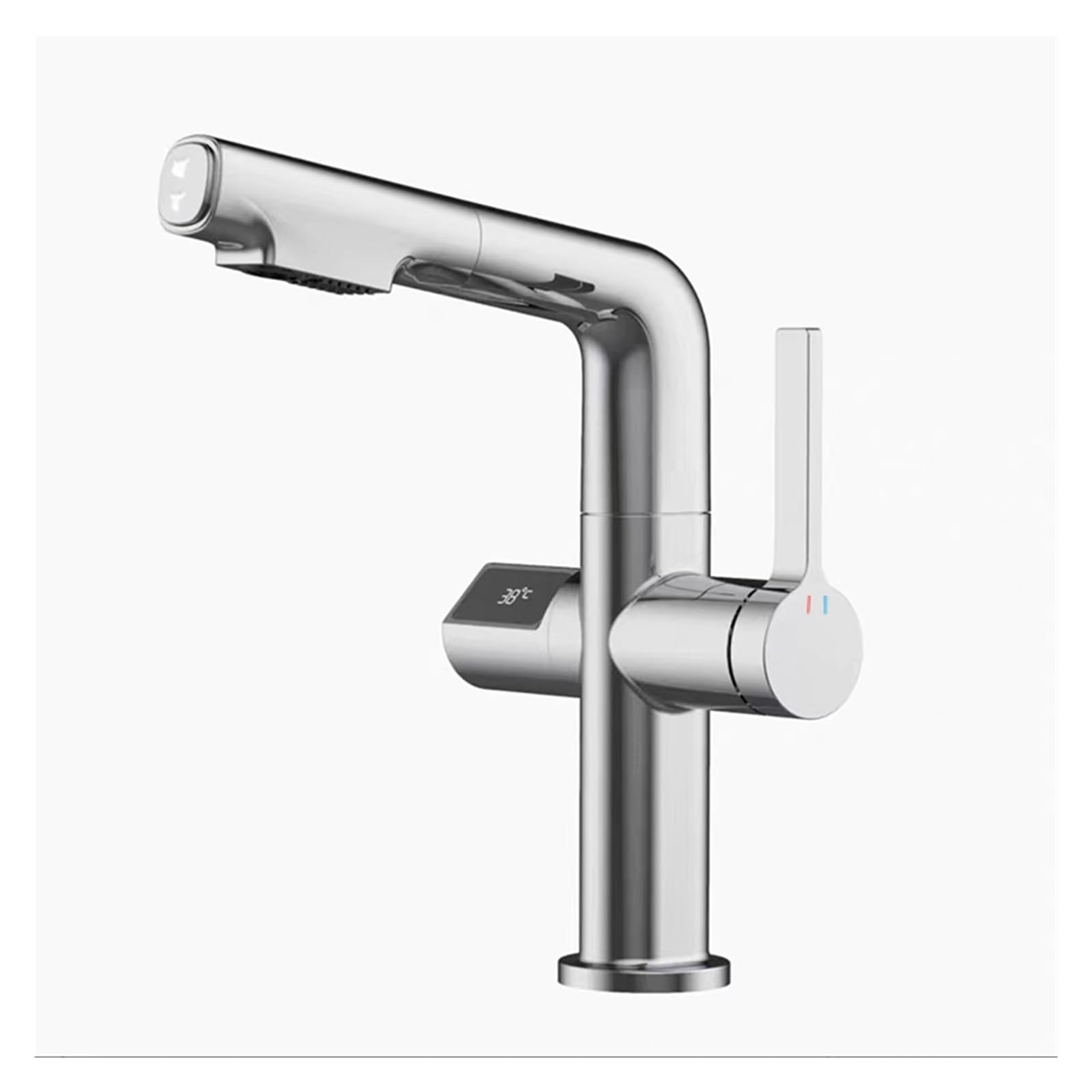 Ensemble de robinets de lavabo en laiton massif avec mitigeur extractible numérique haut de gamme