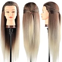 Trainingsköpfe 100% von dem Hochtemperaturfaser Haar Hairdressing Cosmetology Mannequin Frisierkopf Übungskopf mit Halterung+ DIY Haare Frisuren Set