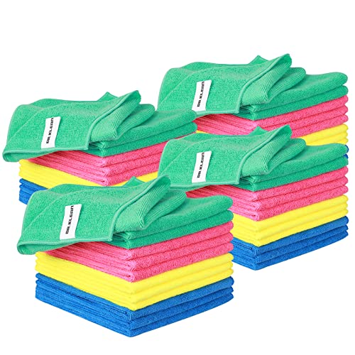 DRKLEAN Microfiber Cleaning Cloth,Kitchen Cleaning Cloth,Microfiber Towels,Cleaning Rags,Reusable and Washable,Pack of 50,12'x12',Colorful,Multifunctional for House,Kitchen,Car (50)