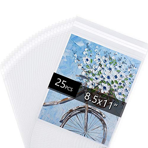 Falling in Art Acid Free 1.496mil (Single Side) Crystal Sealed Clear Bags for 8.5x11 Art Prints,...