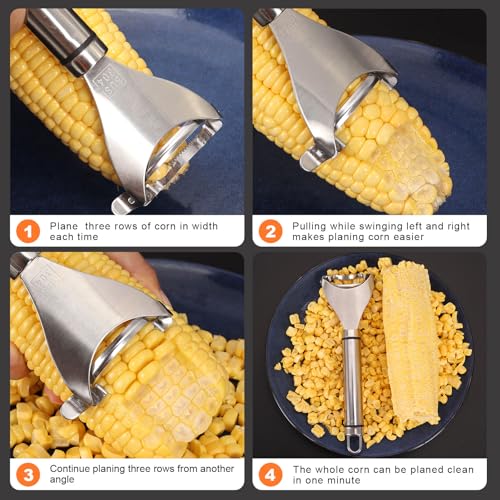 Image of Corn Peeler, Corn Peeler for Corn Cob, Corn Cob Peeler 304 Stainless Steel Corn Cob Peeler Corn Cob Stripping Tool Quick Corn Kernel Stripping Tool Kichen Gadget