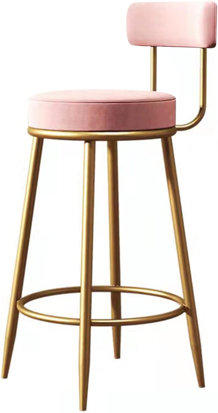 HYEBOX  High Stools Bar Chair Pub Bar Stools, Bar Stools with Backrest and Cotton Seat, for Counter Stools Cafe Stools Bar Stools, It Can Bear 150lb (Pink)