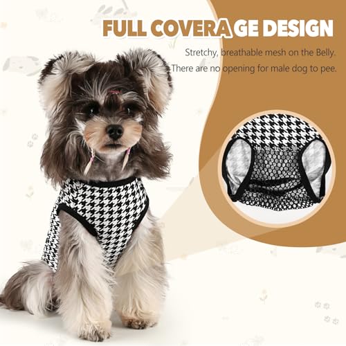Image of Dog Diapers Suit Period Onesie for Female Dog Sanitary Panties Male Doggy Heat Diapers Cover Fit for Small Medium Dogs Black Plaid /XS