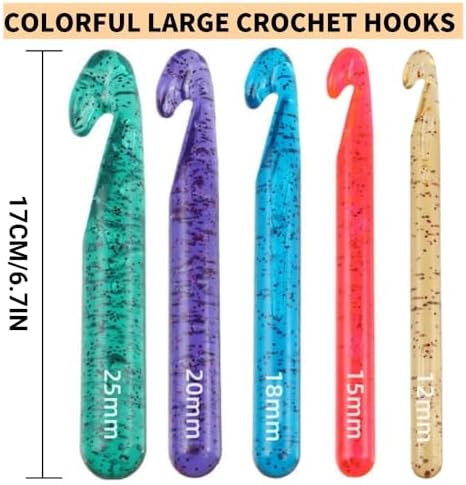 Large Crochet Hooks,25mm 20mm 18mm 15mm 12mm Crochet Hooks - 3