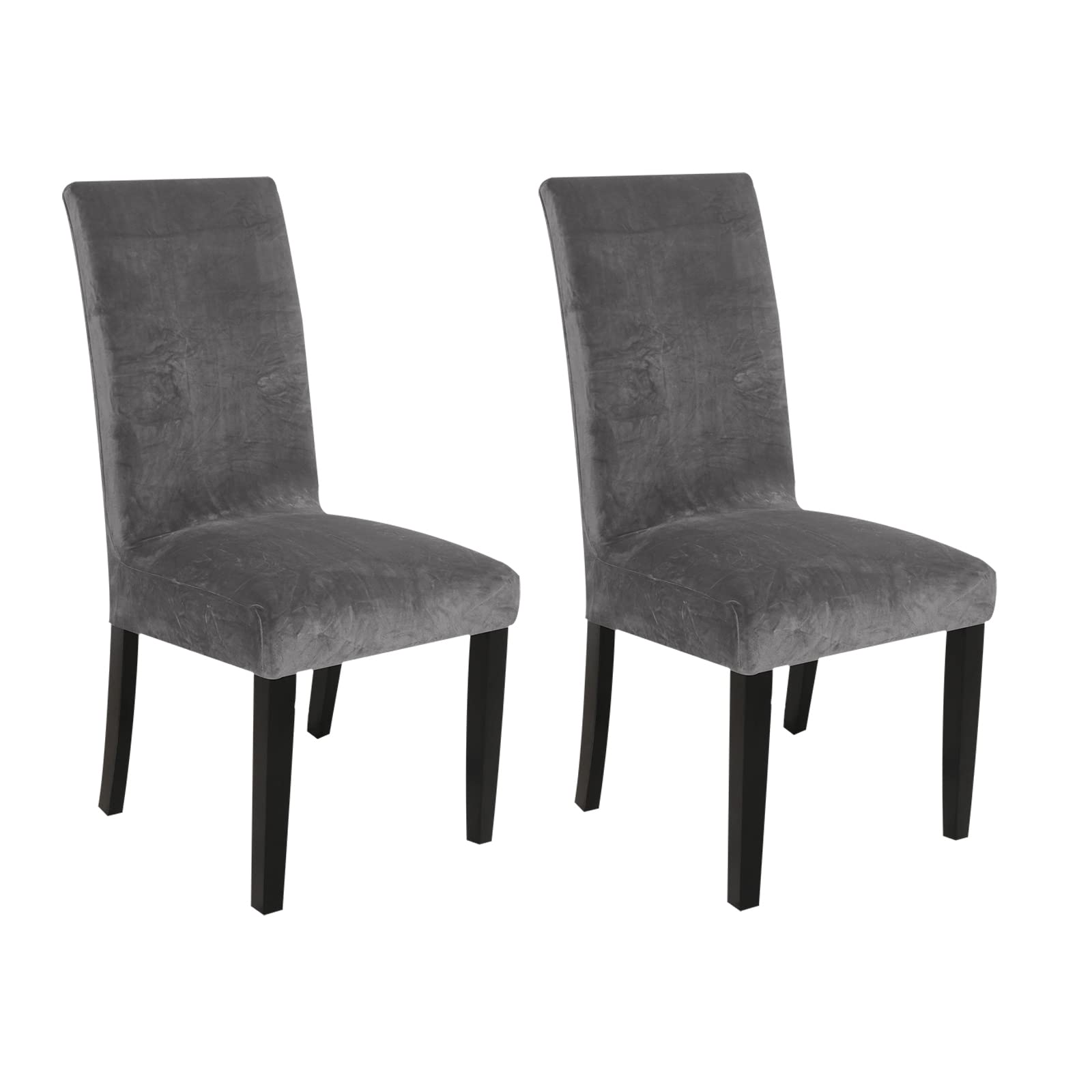 Housses de chaise Parson en velours extensible douces au toucher gris