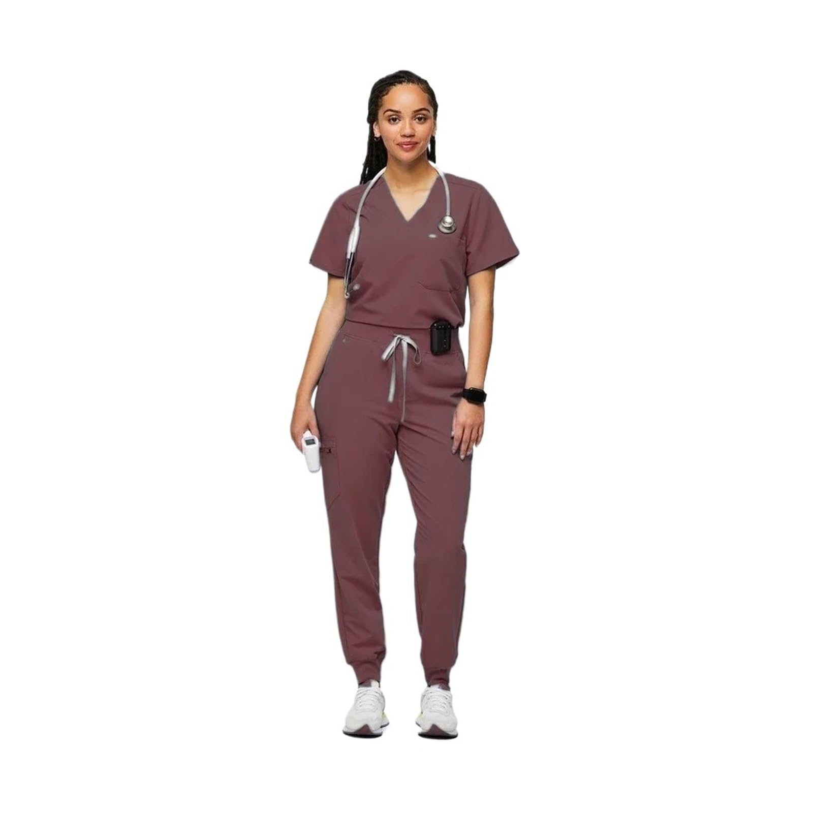 Xuczhai Women's Brown Fashionable Nursing Scrub Overalls Beauty Salon Shirt Nurse Uniform For Hospital(,Xs)