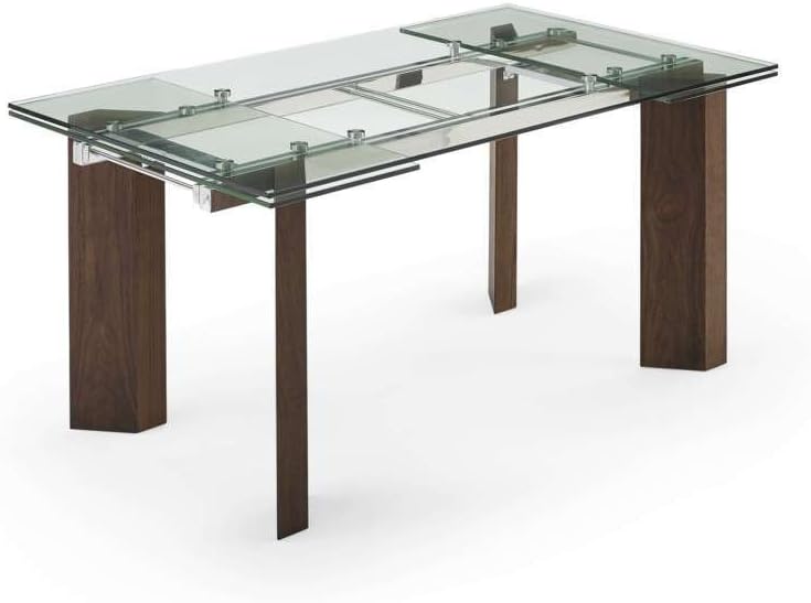 Creative Furniture Royce Extendable Dining Table, Transparent/Walnut