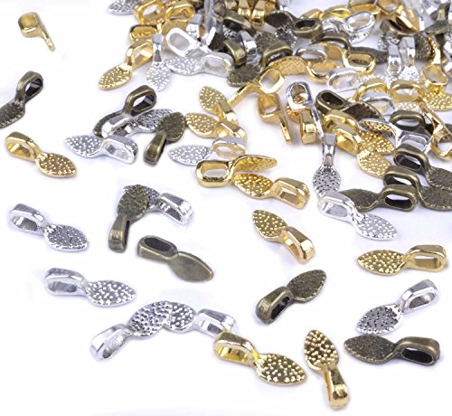 Bronagrand 200Pcs Spoon Glue On Bails For Earrings Pendants Charms Jewelry Making Crafting Mixed 4 Colors #TOP1