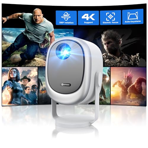 Mini Projector with WiFi and Bluetooth,?360°Adjustable Stand?EXTRAVIS H1 Portable Projector 500ANSI, Auto Keystone & Electric Focus, Smart Movie Outdoor Projector Home Theater, Full-Sealed Engine
