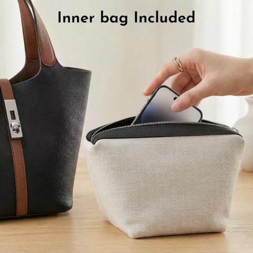 Image of Tote Bag for Women Vegan Leather Bucket Purse for Women Top Handle Handbag Shoulder Bag with Detachable Small Purse