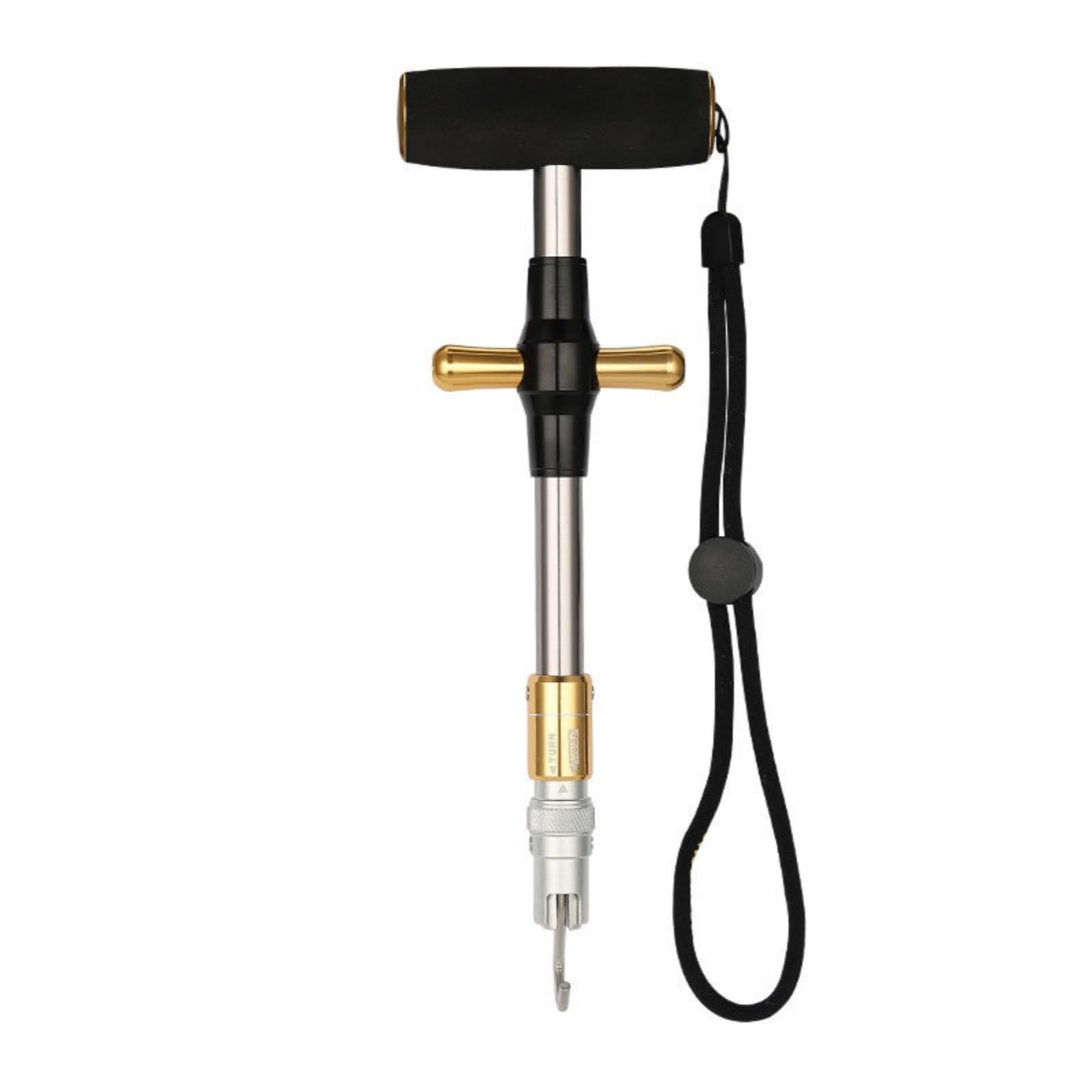 Extracteur d'Hameçons Outil d'Extraction Dégorgeoir Retire-hameçon avec Poignée T Ergonomique en EVA Antidérapante et Dragonne Tube en Alliage, Gold