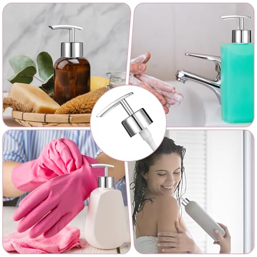 Prasacco 2 Stück Seifenspender Pumpkopf, ABS Seifenspender Ersatzpumpe mit 15 cm Schlauch Seifenpumpe Pumpspender für Shampoo, Duschgel, Handseife, Seifenwasser, Geschirrspülmittel (Silber)