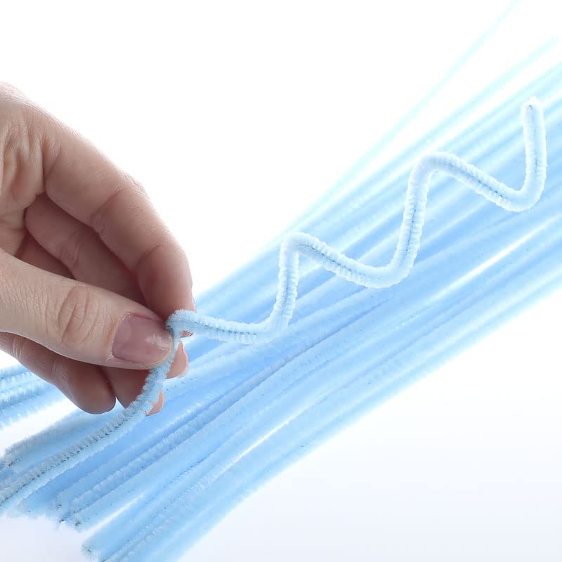 Pack of 350 Pastel Light Blue Pipe Cleaners. Fuzzy Stick Chenille Stems for Adult Crafts - Size: 12 Inches Long x 6 mm Dia
