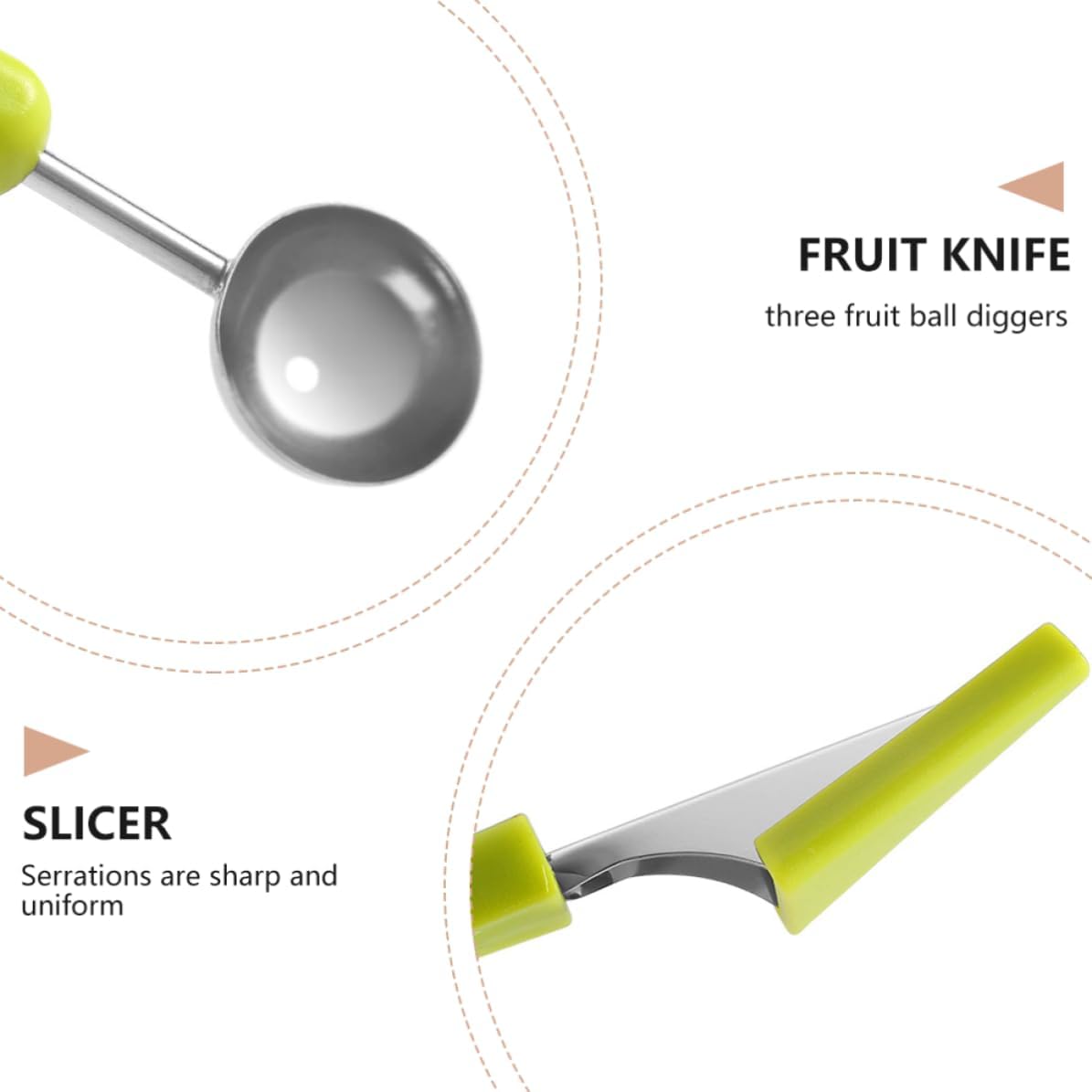 Stainless Steel Fruit Scooper Melon Baller for Kiwi Watermelon