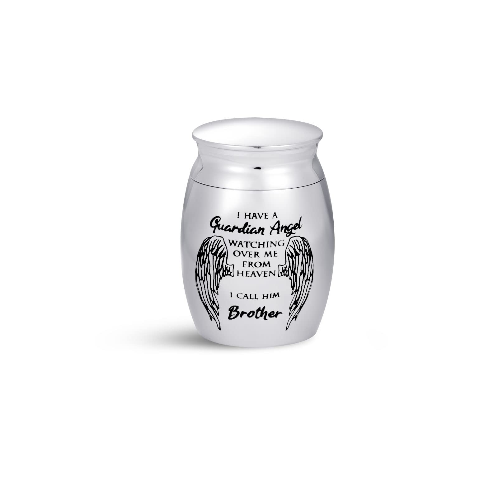 Fgt Silver Mini Urns For Ashes Cremation For Brother Funeral Urns Memorial Keepsake I Have A Guardian Angel Watching Over Me From Heaven Stainless Steel