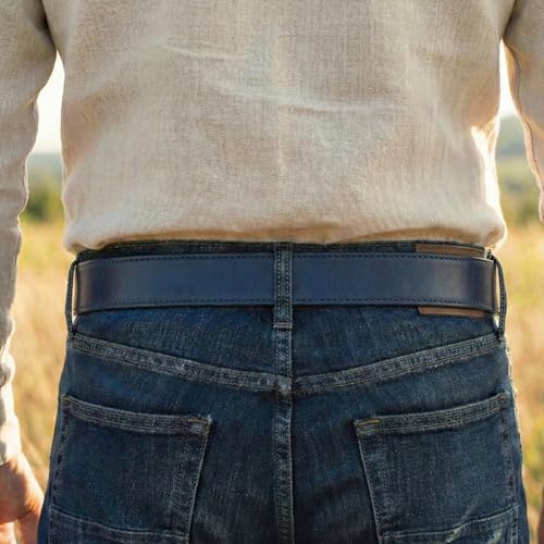 Image of BC Belts Leather Belt Strap with Vintage Distressed Texture 1.5 inch Wide with Snaps and without Buckle