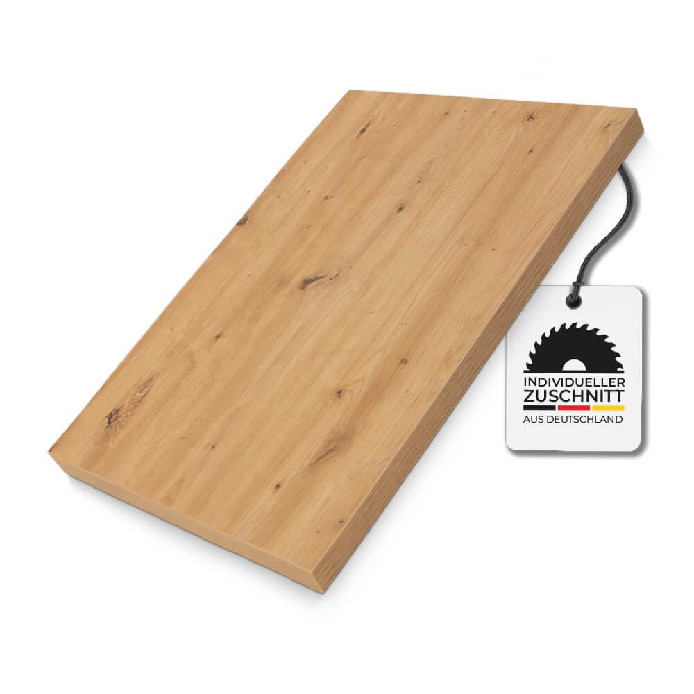 Arbeitsplatte nach Maß – HPL-beschichtete Spanplatte – 3,8 cm stark – millimetergenauer Zuschnitt (Artisan Eiche, 80 x 50 cm)