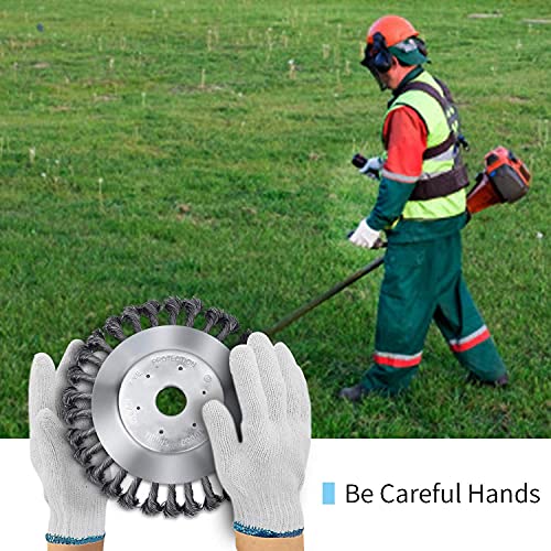 HAUSPROFI 8'' Grass Trimmer Cutter Head for Garden Lawn Mower, Strimmer Wire Brush Head with Knotted Wire, Universal Solid Steel Wire Wheel for Brush Cutter Attachment Replacement 6 HAUSPROFI 8'' Grass Trimmer Cutter Head for Garden Lawn Mower, Strimmer Wire Brush Head with Knotted Wire, Universal Solid Steel Wire Wheel for Brush Cutter Attachment Replacement - Image 6