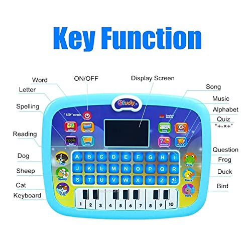 Image of Toys Educational Learning Laptop Toy for Kids to Learn Numbers, Spelling, Animal Voices, Poems, Words, Q&A, with LED Display and Sound Learn Alphabets (Multicolour, 3 Year+)