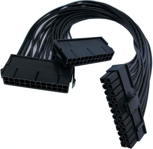 Haokiang Dual PSU Power Supply 24-Pin ATX Motherboard Adapter Cable(30cm/1FT)