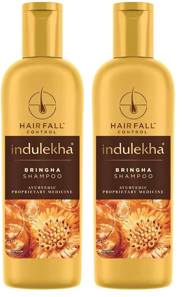 Indulekha Bringha, Shampoo, 200ml, for Hair Fall Control, with Bringharaj Extracts, Amla, Shikakai, Paraben-Free, for Men & Women (Pack of 2)