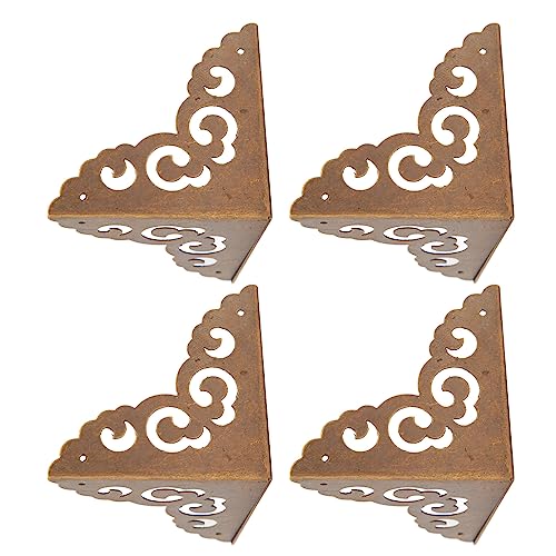 Image of Hilitand 4 Pack Furniture Corner Protector, Metal Safety Furniture Bumpers Corner Guard Jewelry Box Guard Cover (Bronze)