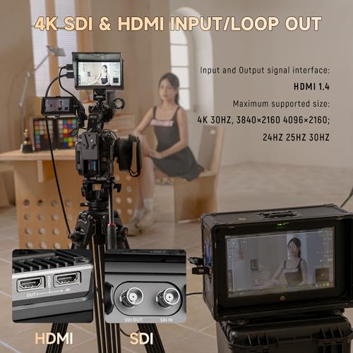 VILTROX DC-X3 2000 Nits SDI Camera Field Monitor, 4K HDMI 6 inch Touchscreen On Camera Monitor, 3D Lut 1920X1080 HD Focus Peaking Assist Full Waveform Video Field Monitor with Battery Sunshade Hood