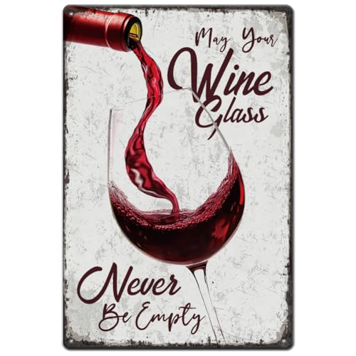 SUPERDANT Plaque Metal Vintage « May You Wine Glass Never Be Compty » Plaque Metal Decorative...