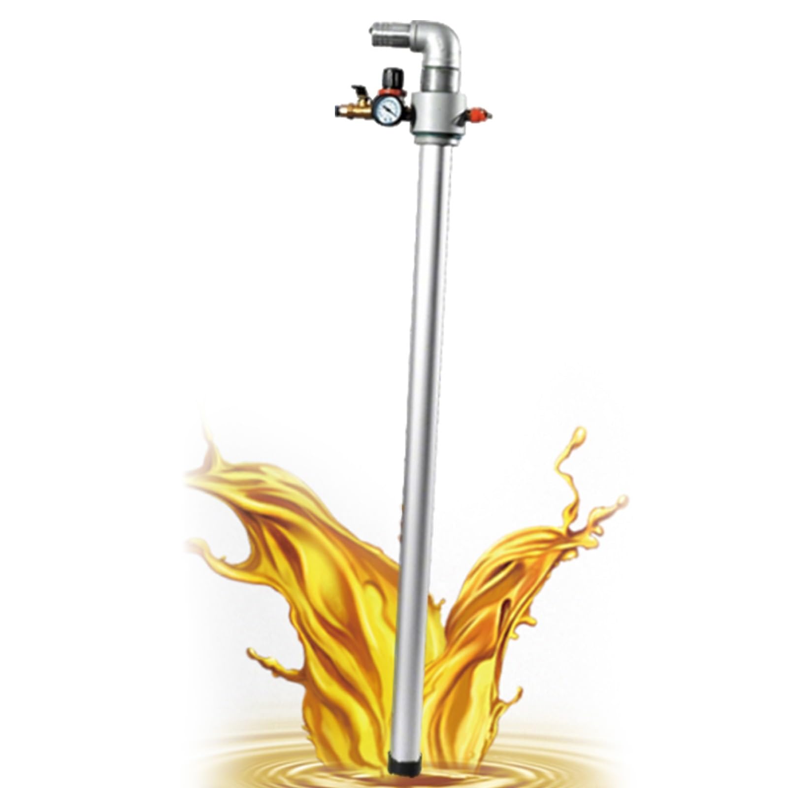 Pompe pneumatique pour fût de 52 gallons en inox avec manomètre de 40mm