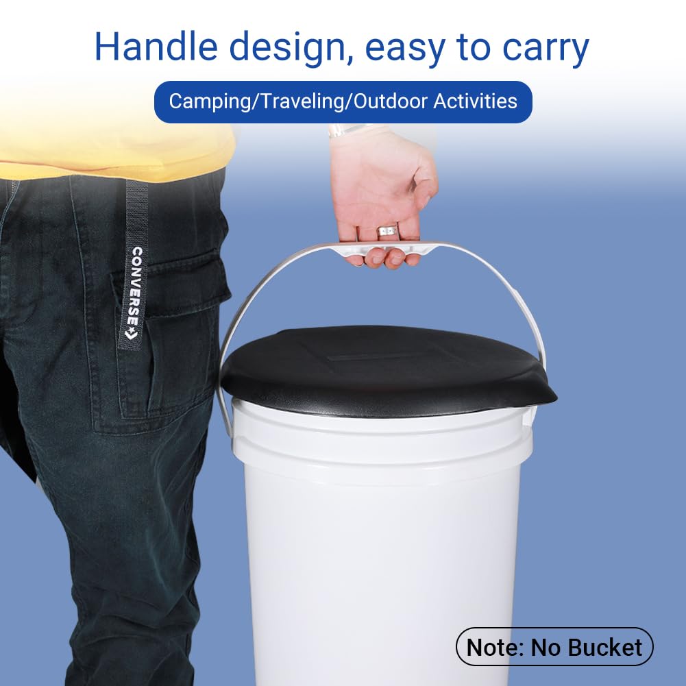 ASEVAT Portable Toilet for Camping, 5 Gallon Bucket Toilet Seat with Lid for Hiking, Emergency