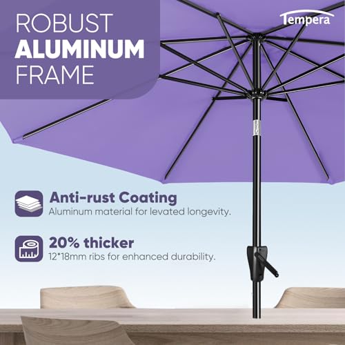 Tempera 7.5ft Patio Market Outdoor Table Umbrella with Push Button Tilt and Crank, Large Sun Umbrella with Sturdy Pole & Fade Resistant Canopy, Easy to Set, Purple by Tempera - Image 4