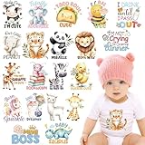 EoBeCy 20 Sheets Baby Iron on Transfers for Onesies, Cute Animal DTF Transfers Ready to Press Heat Transfers Vinyl, Iron on Patches Decals for Baby Shower Bodysuit Bibs T Shirts Clothing DIY Crafts
