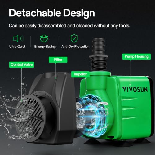 Image of VIVOSUN 550GPH Submersible Fountain Water Pump for Pond, Aquarium, Statuary