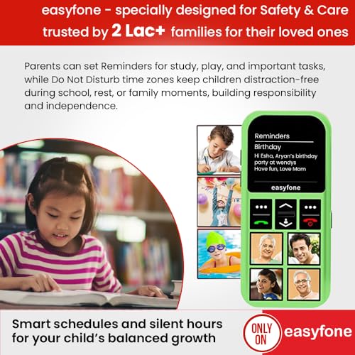 Image of Easyfone Star - Safety Device Cum Phone for Kids with SOS, GPS Tracking, Discreet Listening, Photo Dial, No Internet, 10 Days Battery Backup, Parental Control by Seniorworld - Green