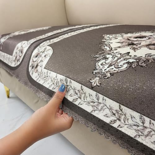 Image of Homerz Premium Waterproof Jasmine Joe Sofa Seat Cover - Floral Printed Sofa Protector | Non-Slip, Washable & Durable Sofa Protector (Coffee, 2 Seater)