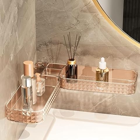 Bisogoon shower shelves 2 Pack,Adhesive Shower Organizer for Bathroom Storage&Home Decor&Kitchen,Large Capacity Shower Shelves for Inside (pink) Cover