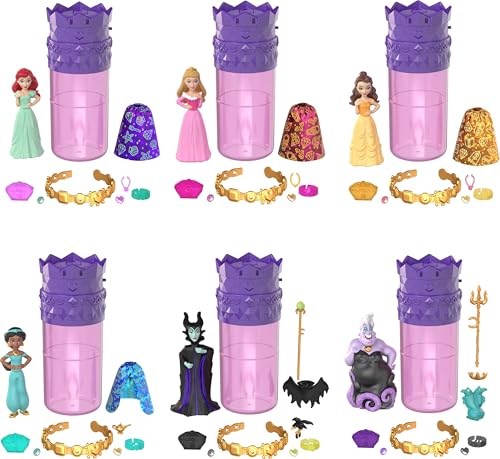 Mattel Disney Princess Toys, Petite Surprise de poupée, révélation des Couleurs royales, 6 Surprises Dont poupée, Bracelet et 4 pièces, série Princesse...