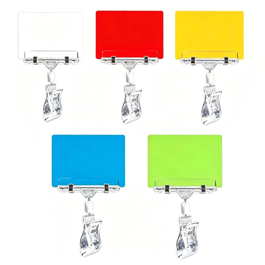 Erasable Badge Note,2026 Upgrade Reusable Silicone Badge Notepad,Mini Whiteboard Wipe Memo with Clip,Dual-Sided Writable Silicone Memo Pad,Wipe Clean Pocket Note Board for Hospital,Office (L, 5PCS)