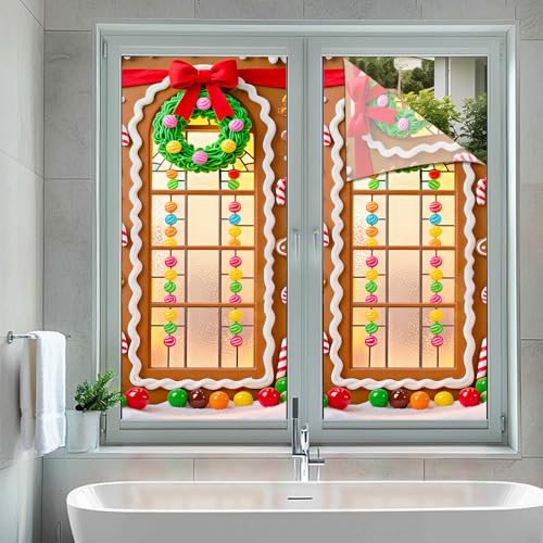 Vinilo decorativo para ventana tema casita de jengibre 39.3x17.7 pulgadas miniatura 5