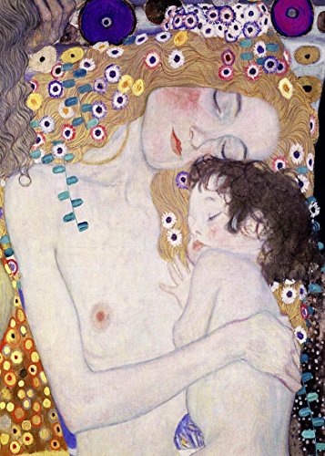 LuxHomeDecor GUSTAV KLIMT Le Tre età della donna 70x50 cm Quadro stampa su pannello in legno MDF Bordo Nero