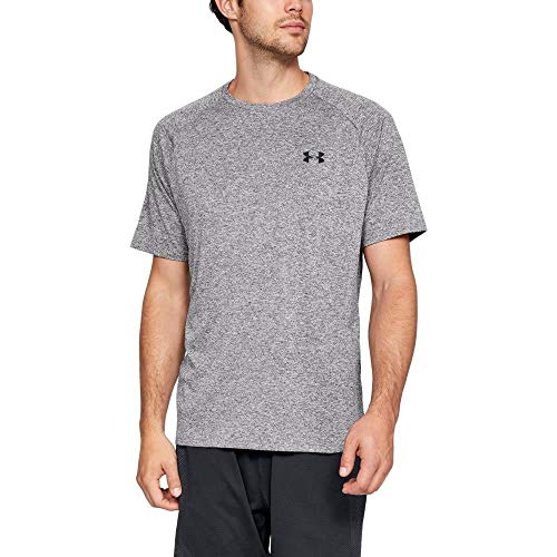 Under Armour Men's Tech 2.0 Short Sleeve T-Shirt , Charcoal Light Heath (019)/Black , Medium - Thumbnail 6