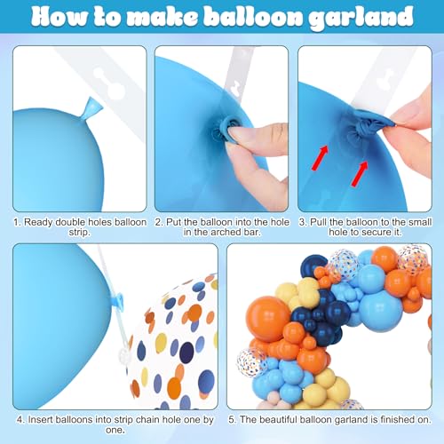 Image of Amandir 153pcs Blue Orange Balloon Garland Arch Kit Different Sizes