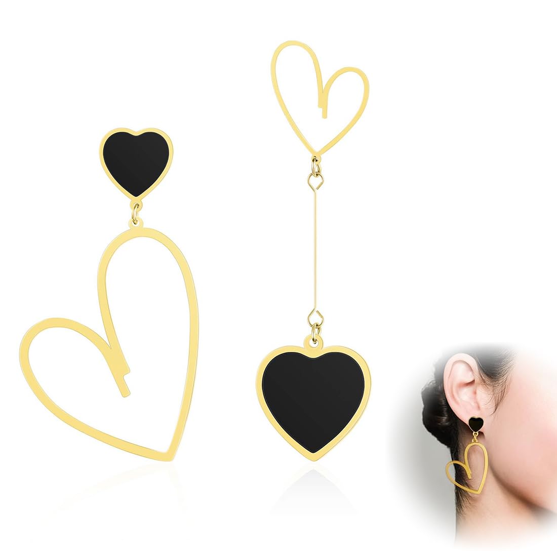 SULIUDAJI Orecchini Donna, Orecchini Asimmetrici Di Cuore Grande Per Donna Orecchini Pendenti A Lobo In Oro Alla Moda Dichiarazione Per Amante Orecchini Pendenti Ragazze Regalo Di Anniversario Di San
