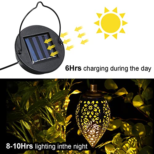 2 PCS Luces Solares Led Exterior Jardin,Farolillos Solares Exterior Colgantes,Lámpara Solar Decoración,Lámpara Metal Decorativa Impermeable,para Lawn Terraza Paisaje Patios Caminos,Iluminación Caminos - imagen 6