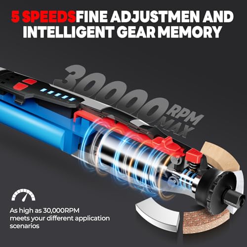 Image of Rotary Tool - 8V Cordless Rotary Tool w 2 Shield Attachments & Suitcase, 3.0Ah Battery Keyless Chuck 5-Speed Power Rotary Tools, 106 Rotary Tool Kit Accessories for Wood Grinding Cutting DIY Crafting