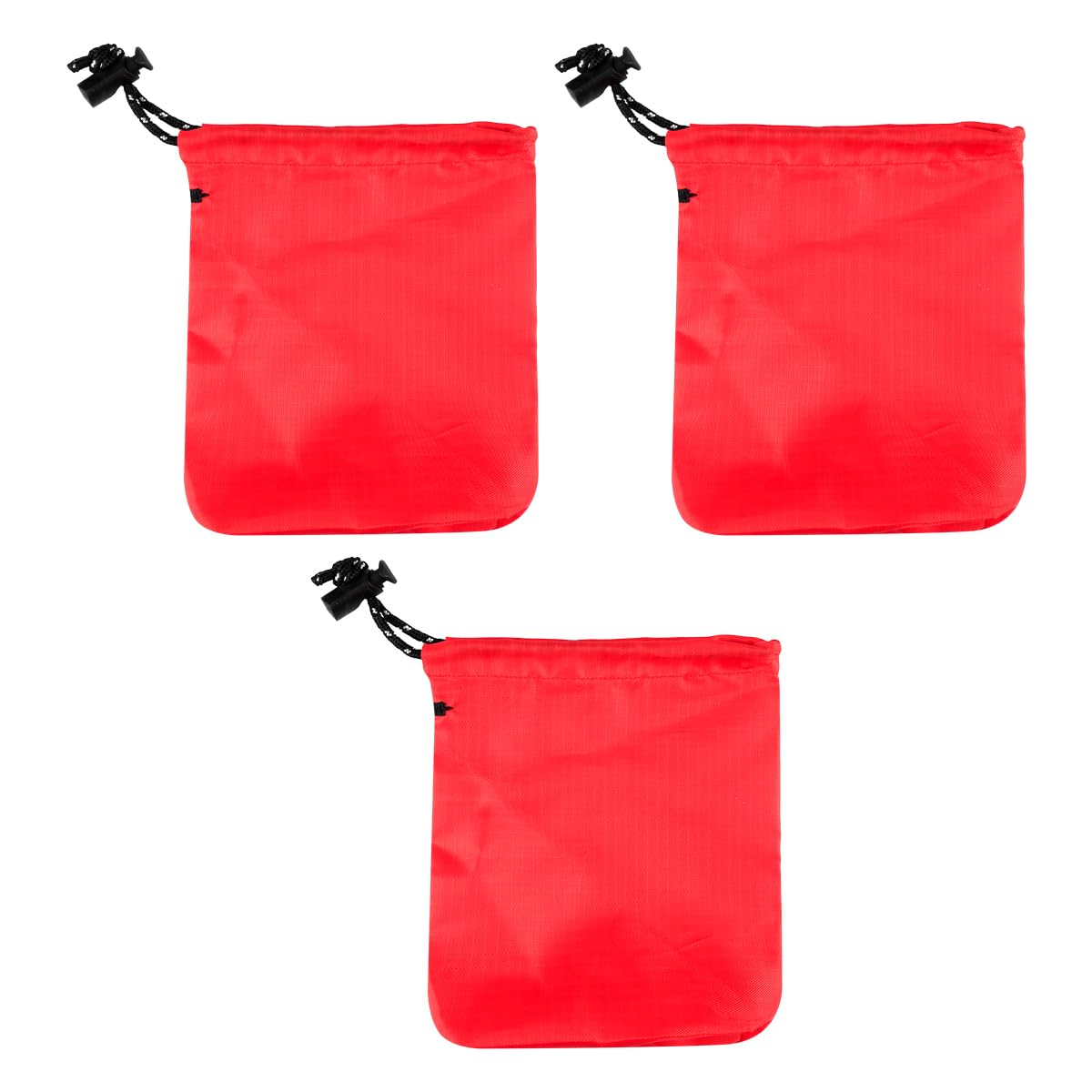 Lotsdonxia 3-Pack Red Waterproof Drawstring Bags, 16.5 x 12.5 cm Small Nylon Storage Pouches for Travel, Beach & Organisation