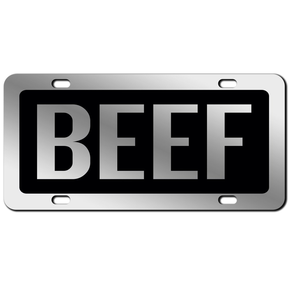 Black Beef License Plate Brushed Aluminum ACM Car Tag - Available in Several Colors. Perfect for Cattle Farmers