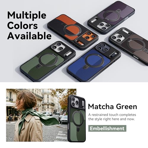 Image of CASEKOO Ultra-Magnetic Stand for iPhone 17 Pro Case, Matcha Green | [Military Drop Protection] [Compatible with MagSafe] Shockproof Translucent Matte Slim Ring for iPhone 17 Pro Phone Case 6.3 inch